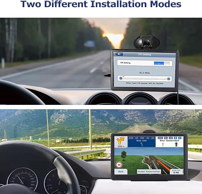 GPS Navigator for Car Truck RV, Latest 2025 Map, 7 inch Touch Screen Real Voice Spoken Turn-by-Turn Direction Reminding Navigation System for Cars, Vehicle GPS with Speed and Red Light Warning