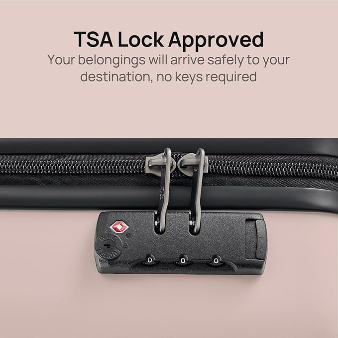 Carry on Luggage 22 X 14 X 9 Airline Approved, 20 Inch Luggage for 3-5 Days Travel, Double Spinner Wheels, 100% Hardshell PC, TSA Lock (04-Pink (Basic), Checked 28-Inch)