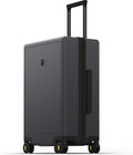 LEVEL8 Checked Luggage, Large Suitcase, Lightweight Luminous Textured Tsa Approved Medium Hardside Luggages with 8 Spinner Wheels, 24 Inch, Dark Grey