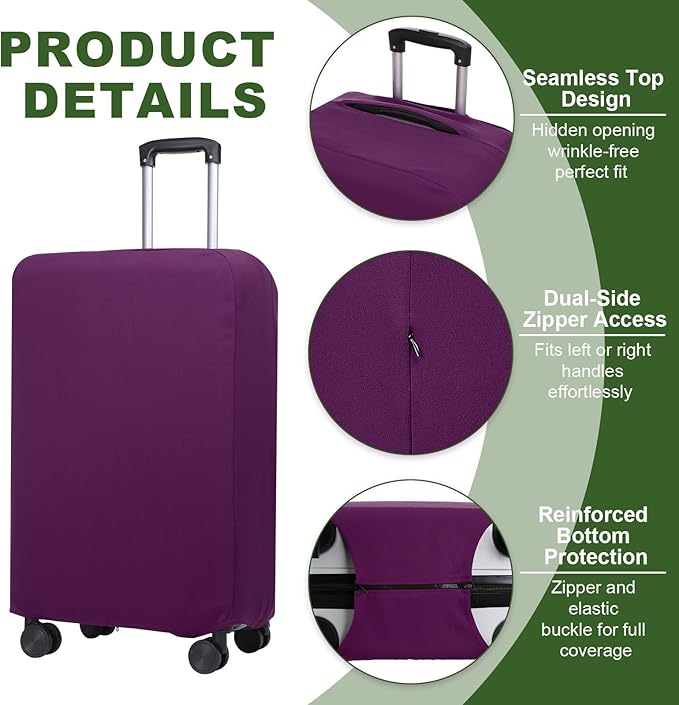 PATIKIL Luggage Cover, Suitcases Covers Elastic Carry on Cover Protector Washable Scratch-Resistant Fits 22-23 Inch Luggage for Travel Business Trips, Purple