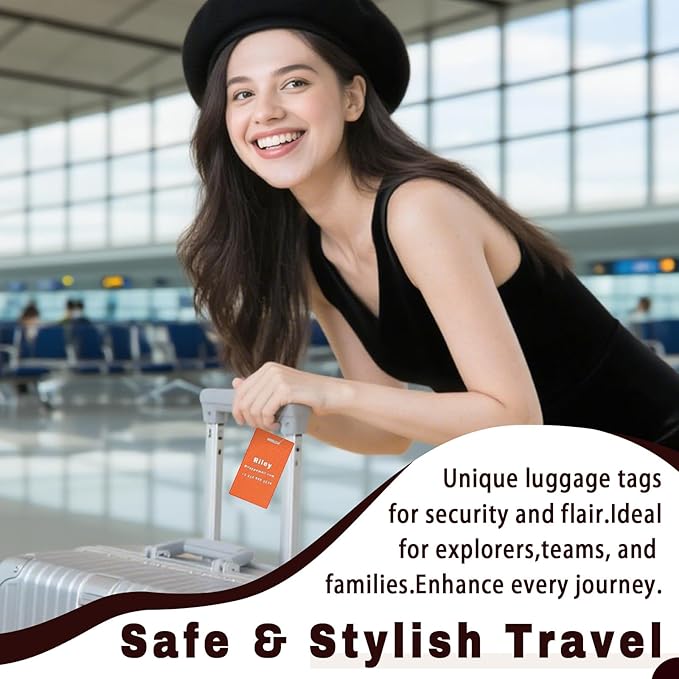 4PCS Personalized Luggage Tags for Travel Durable Aluminium Luggage Tags for Suitcases Custom Bag Tags for Backpacks Heavy Duty Personalized Name Tags for Birthday Gifts(Large,Yellow)