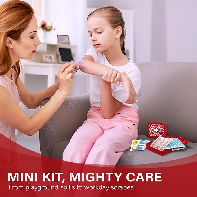 EVERLIT Pocket-Aid Mini First Aid Kit | Compact, Portable Hard-Shell Cases of 50 Items | Cuts, Scrapes, Wound Care Essentials for Travel, Outdoor, School, Camping, Home, Office (12 Packs | 600 Pcs)