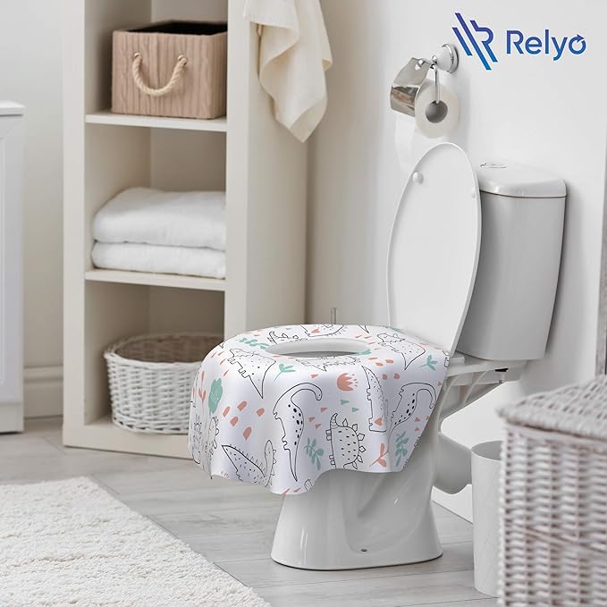 Toilet Seat Covers Disposable - 20 Pack - Waterproof, Ideal for Kids and Adults – Extra Large, Individually Wrapped for Travel, Toddlers Potty Training in Public Restrooms (Dinosaurs, 20)