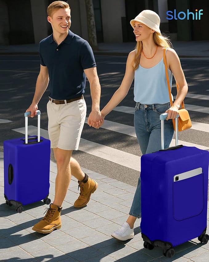 Slohif Luggage Cover for Suitcase Tsa Approved Protector - Luggage Sleeve Suit Case Cover Travel Stretch Large Baggage Case Protective Washable Fit 26-28 Inch Blue