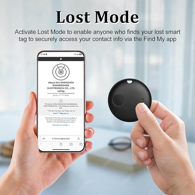 Geevon Smart Tag-2 Pack Bluetooth Tracker Work with Apple Find My (iOS Only).Item Finder for Keys, Wallet,Backpack, Luggage (2P Black)