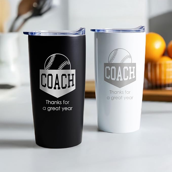 Lifetime Creations Engraved Baseball Coach Tumbler: Baseball Coach Gifts, Baseball Coach Thank You Gift Ideas, Appreciation Gift, Insulated Stainless Steel (Matte Black, 20 Ounce Travel Mug)