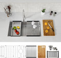 32 Inch Workstation Kitchen Sink, TECASA Undermount Deep Single Bowl, Stainless Steel with Integrated Ledge and Accessories, World-Class Manufacturing Standard (32" x 18" x 10")