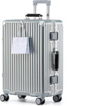 HotWay 24 Inch Hardside Checked Luggage with Leather Handle, PC Zipperless Suitcase with Spinner Wheels and TSA Locks, Lightweight Checked Luggage for Travel