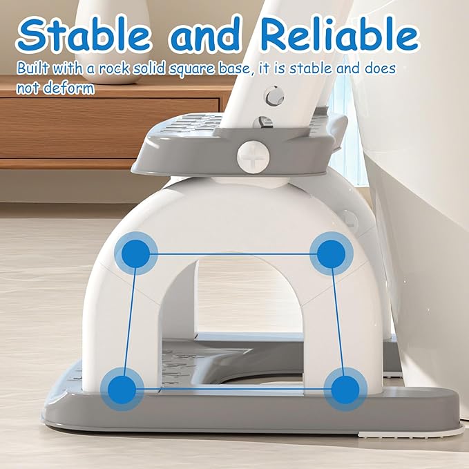 Potty Training Seat for Toddlers - Upgrade 2-in-1 Toilet Seat Toilet Ladder for Kids Children Boys Girls, Anti-Slip Pad & Adjustable Height with Waterproof PVC Cushion - Grey