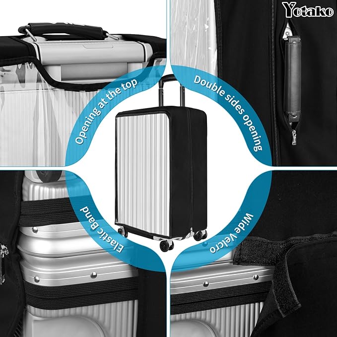 Yotako Upgraded Zippered Transparent PVC Suitcase Cover, No Disassembly Required Clear Luggage Protector for Suitcase Luggage Protector Cover 26''