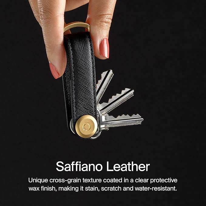 Orbitkey Saffiano Leather Key Organiser | Holds up to 7 keys, Oxford Navy