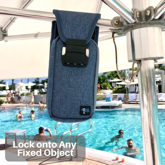Aquavault | Flex Safe | Beach Chair Vault | Anti Theft Combination Lock | 3 Digit Programmable Lock | Water Resistant, Slash Resistant and RFID Blocking (Blue)