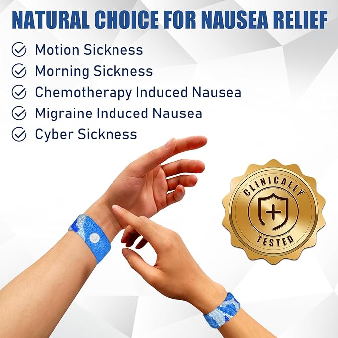 Motion Sickness Bands Anti Nausea Wristband for Adult and Kids Morning Sickness Relief for Pregnant Women Acupressure Nausea Relief for Car, Sea, Air Sickness - 2 Pairs Camo Blue, Camo Pink