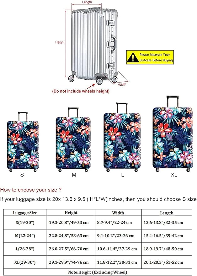 Suitcase Cover, Carry on Luggage Cover Protector - Travel Elastic Spandex Luggage Covers Fits 29 30 Inch Flower