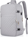 MOMUVO Large Travel Backpack Women, Flight Approved Carry On Backpack, Water Resistant Anti-Theft Large Casual Daypack Fit 17 Inch Laptop with USB Charging Port, Grey