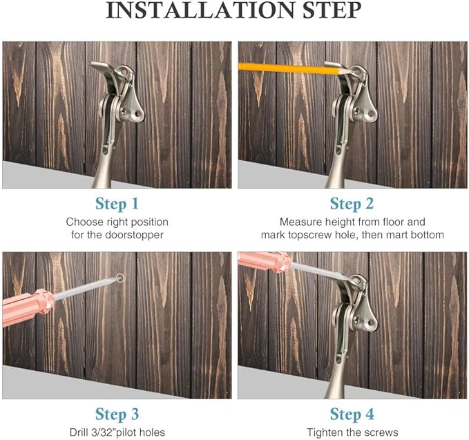 Door Stopper, One-Touch semi-Automatic Metal Door Stopper, with Non-Slip Rubber Tip for Wood, Concrete, Tiled, and Carpeted Floors (4inch x 2pack, Gold)