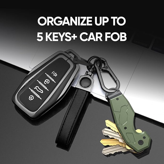 Zeeker Compact Key Organizer Keychain with Built-in Tools – Holds 1-6 Keys, Includes Bottle Opener, Hex Wrench, and Serrated Cutter – Minimalist Key Holder for Men and Women (Green)