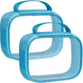 Moyad TSA Approved Clear Toiletry Bag, 2 Pack Quart Size 3-1-1 Liquids Pouch for Travel, Transparent Makeup & Cosmetic Organizer for Women Men, Blue