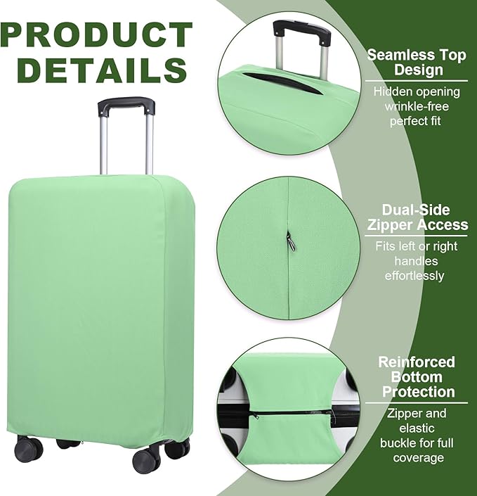 PATIKIL Luggage Cover, Suitcases Covers Elastic Carry on Cover Protector Washable Scratch-Resistant Fits 24-25 Inch Luggage for Travel Business Trips, Light Green