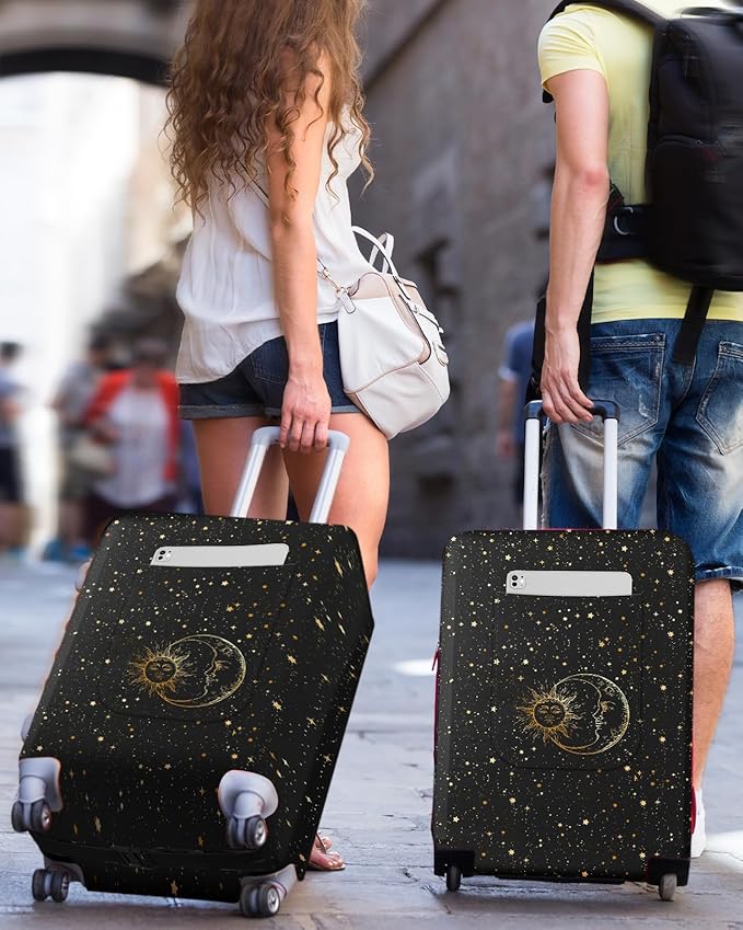 Slohif Luggage Cover for Suitcase Tsa Approved Protector - Luggage Sleeve Large Suit Case Cover Travel Stretch Baggage Case Protective Washable Fit 24-27 Inch Sun M
