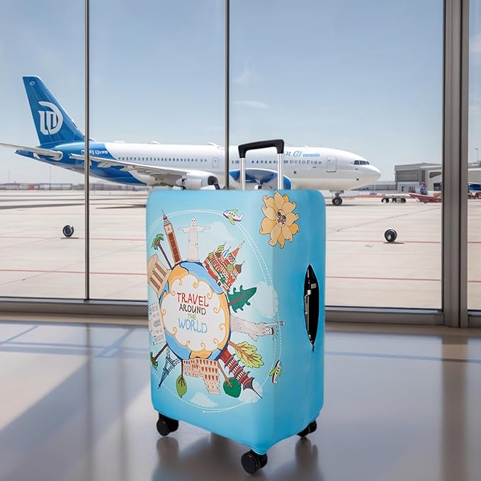 WUJIAONIAO Travel Luggage Cover Baggage Suitcase Cover Protector Skins 18-32 Inch (ocean, L (for 25-28 inch luggage))