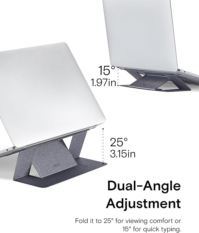 MOFT Laptop Stand for Desk, Adhesive Laptop Stand with 2 Adjustable Viewing Angles, Foldable and Portable Computer Stand Compatible with MacBook Air, MacBook Pro 11"-16", Starry Grey