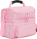 FlowFly Double Layer Cooler Insulated Lunch Bag Adult Lunch Box Large Tote Bag for Men, Women, With Adjustable Strap,Front Pocket and Dual Large Mesh Side Pockets