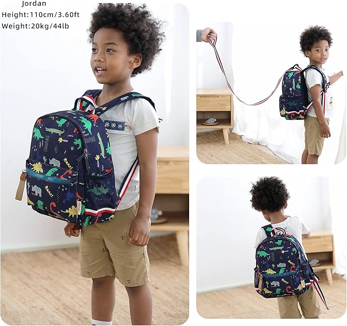 willikiva Cartoon Bus 12 Kindergarten Backpack for Kids Girls and Boys,Waterproof Preschool Toddler Backpack Wiht Leash and Safety Harness(Blue)