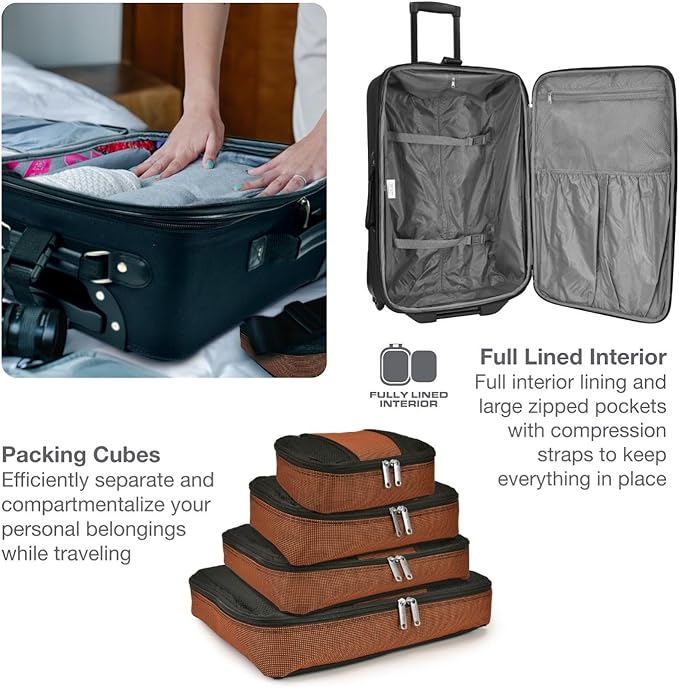 Travel Select Amsterdam 2-Piece Softside Expandable Rolling Luggage Set, 2-Wheel Suitcase with Travel Tote, Lightweight Durable Polyester, Navy