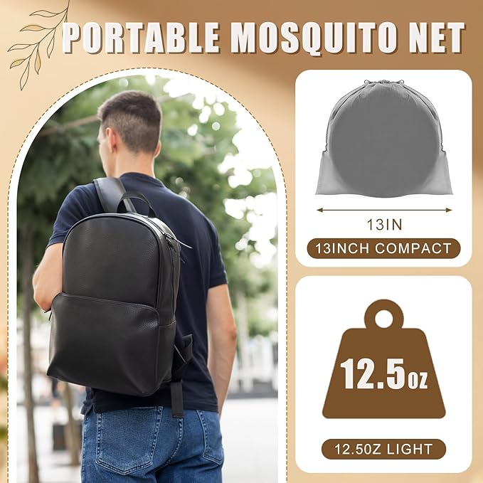 2 Pcs Large Pop up Mosquito Tent Portable Foldable Mosquito Bug Net for Bed Camping Travel Patio Outdoor 78 * 31 * 22 Inch Bug Netting Mesh Tent Canopy for Adults Baby Bedroom, Black