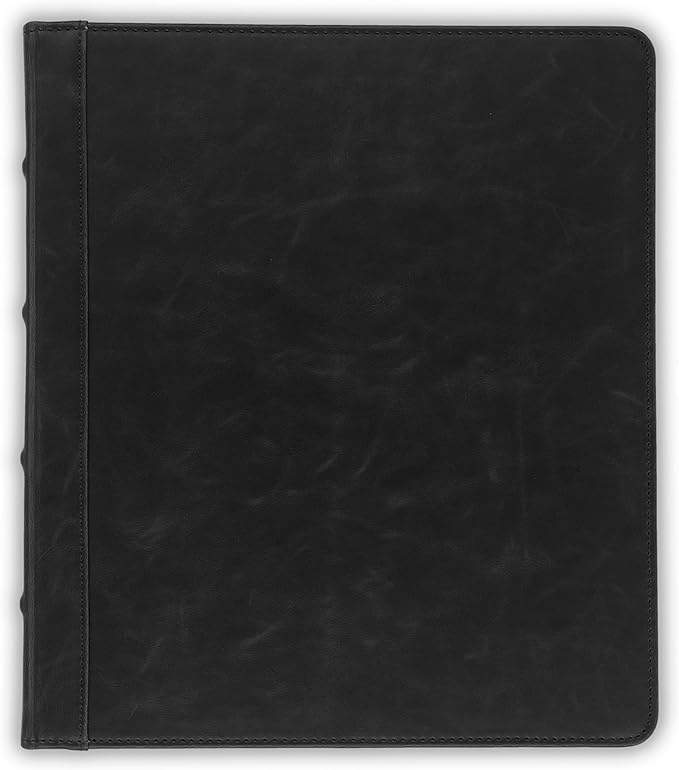 Samsill Vintage Leather Mini 3 Ring Binder 0.5 Inch Round Ring (Holds 100 Sheets), 5.5 x 8.5 Inch Documents, Professional Organizer, Planner, Notebook, Black