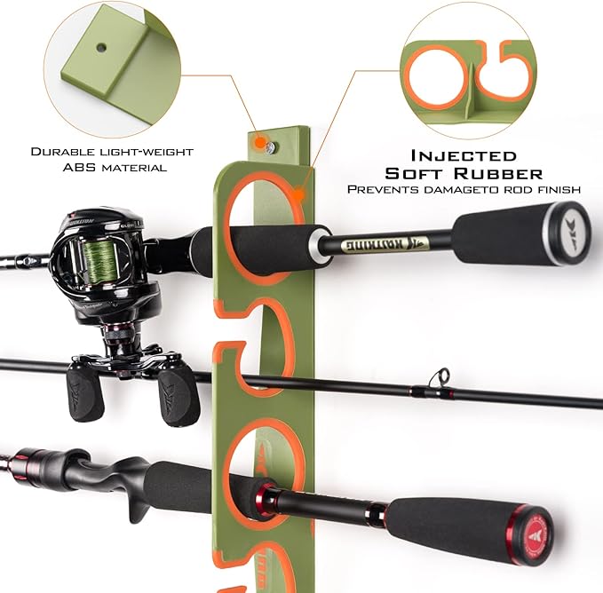 KastKing SafeGuard Fishing Rod Holder for Garage, Wall or Ceiling Mounted Fishing Rod Rack Storage Organizer, Fishing Pole Holder Holds 12 Rods or Combos in Less Than 36 Inches