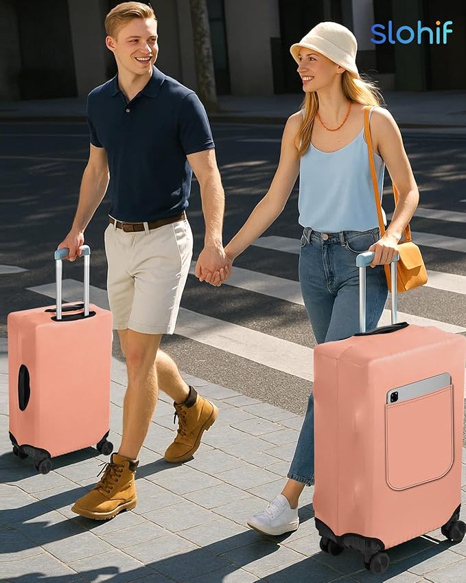 Slohif Luggage Cover for Suitcase Tsa Approved Protector - Luggage Sleeve Suit Case Cover Travel Stretch Large Baggage Case Protective Washable Fit 29-30 Inch Rose