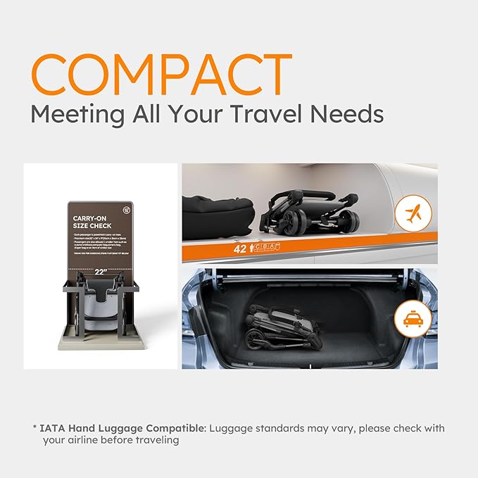 MAMAZING Ultra Air X Travel Stroller - Ultra-Lightweight Under 10 lbs, Carbon Fiber Frame & Airplane Friendly, Lightweight Stroller with Reclining Seat, UPF 50+ Canopy & Travel Bag