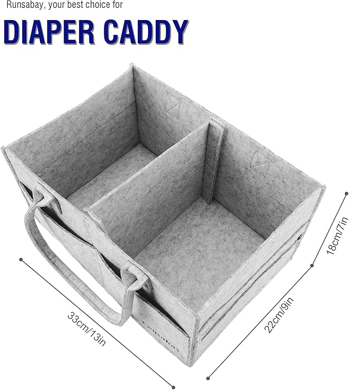 Baby Diaper Caddy Organizer, Portable Baby Essentials Storage Basket Bin for Changing Table,Car Shower Basket for Newborn Boy and Girl, Best Shower Gift for New Mom