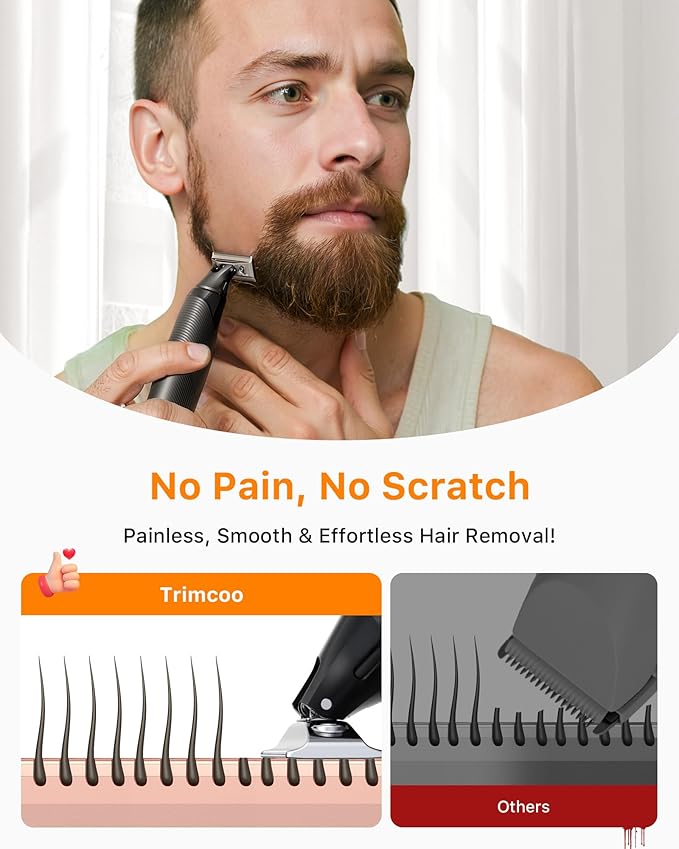 [2025 Upgraded Beard & Body Hair Trimmer for Men [All-in-One] USB-C Fast Charging, Groin & Ball Hair Painless Electric Shaver, Travel Razors, Waterproof Wet/Dry Groomer, Black(Lite)