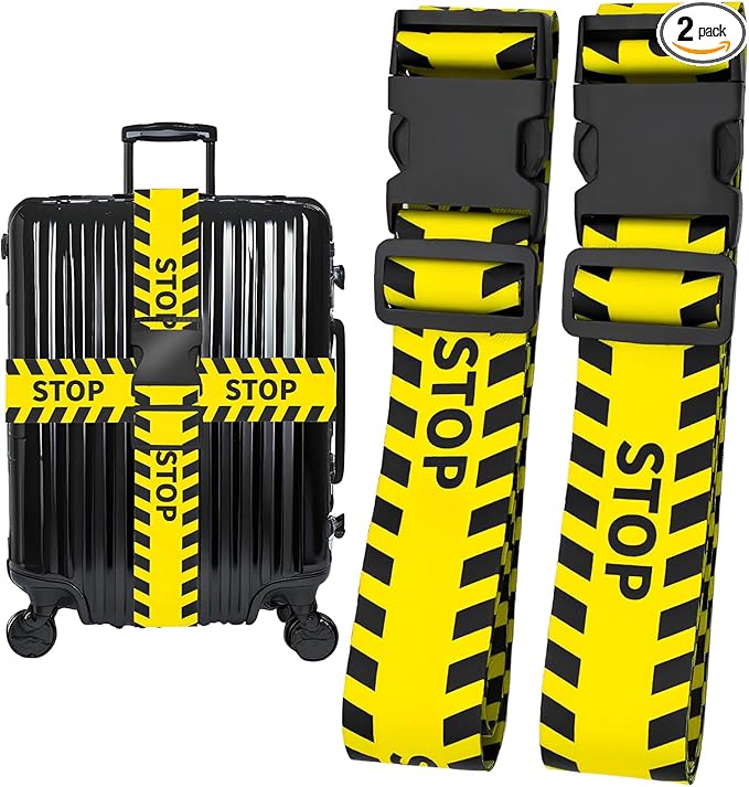Stops Luggage Straps for Suitcases, Adjustable Luggage Travel Belt to Keep Luggage Security While Travel, Strong Polyester Fabric, Easy-to-Recognize Funny Pattern Travel Essentials, 2 Pack