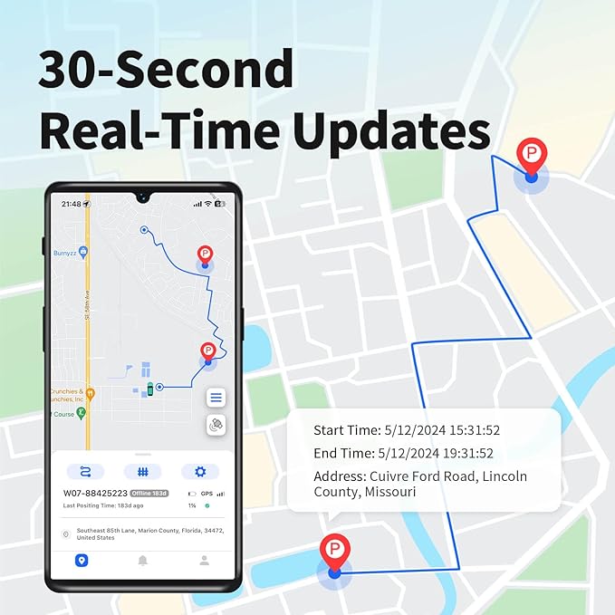 GPS Tracker for Vehicles, No Monthly Fee, No Subscription, 120-Days Long Battery Life, 4G SIM Card and Data Included, Trip History, GeoFence, Driving Alerts, Magnectic