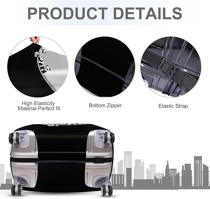 ANNA QUEEN Panda Family Luggage Cover, Cute Panda Design Suitcase Protector, Stretchable Washable Travel Sleeve for 28-30 Inch Luggage