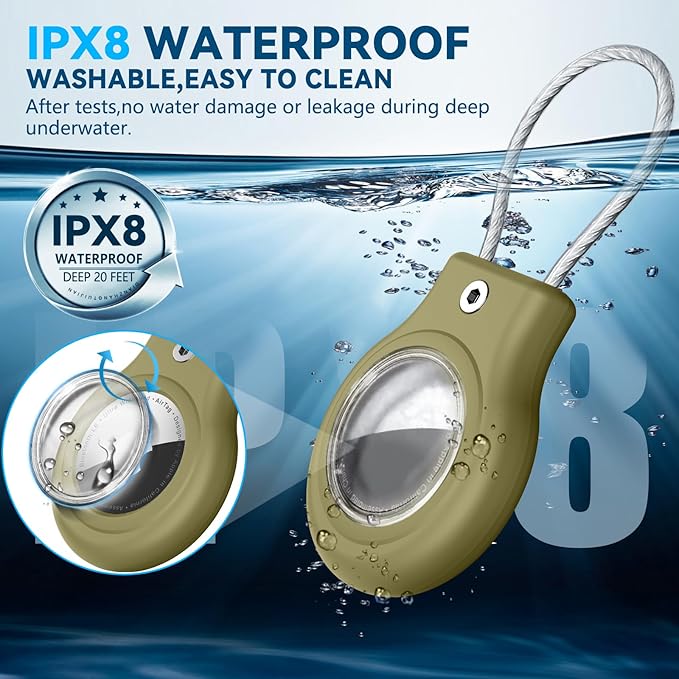 Waterproof Airtag Holder,Airtag Case with Secure Lock,Airtags Keychain for Apple Airtag,Anti-Lost Protective Cover Air tag Accessories for GPS Item Finder Tracker Luggage,Key,Pet,Cat Dog,Cedar Green