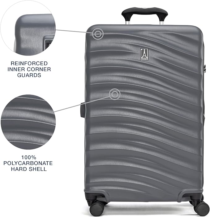Travelpro Maxlite Air V2 Hardside Expandable Luggage, 8 Spinner Wheels, Lightweight Hard Shell, TSA lock, Shadow Grey, 3-Piece Set (21/25/28)