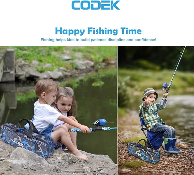 CODEK Kids Fishing Pole Set with Full Starter Kits 2 Set Portable Telescopic Fishing Rod and Reel Cambos for Boys Girls Toddler Youth Age Beginner Little Children Junior Anglers