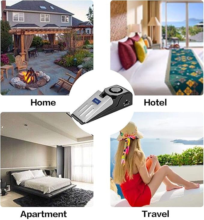 ZZRUI Door Stop Alarm with 120dB Siren, Portable Wedge Door Stopper Security Alarm for Travel, Home, Apartment, Hotel, Entry Alert & Self Defense Device – 1 Pack
