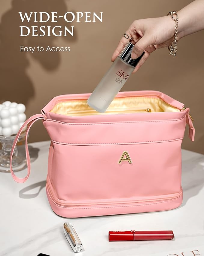 Birthday Gifts for 11 12 13 14 15 16 17 18 Year Old Girls Makeup Bag, Gift for Women Double Layer Cosmetic Bag with Makeup Brush Organizer, Teacher Gift,Toiletry Bag Graduation Gift