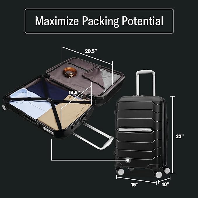 Samsonite Freeform Hardside Carry-On Luggage with Spinner Wheels - Hardshell Suitcase - TSA, Airline-Approved - Expandable Hard Shell, Smooth Rolling Wheels for Lightweight Travel - Amethyst Purple