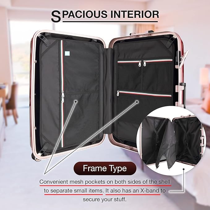 LEGEND WALKER Durable Aluminum Frame Hardside Luggage, 28-inch,ChampagneGold,5122-62-CGD