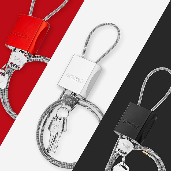 Adjustable Cable Locks with 3 Keys | 6.56ft L x 1/6in D Aluminum Steel Cable Padlock for Bikes, Gate, Lockers & Outdoor Gear | Keyed Different & Silver