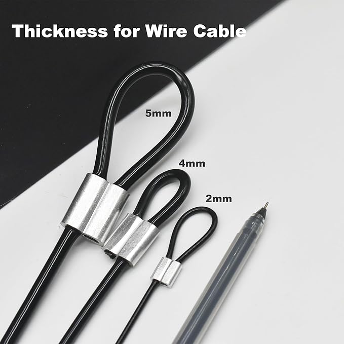 5 Pcs 5mm Wire 48 inch Vinyl Coated Stainless Steel Cable with Loops Short Wire Rope Lanyard Lock Security Chain Link for Outdoor Gates, Black(5mm x 48inch)