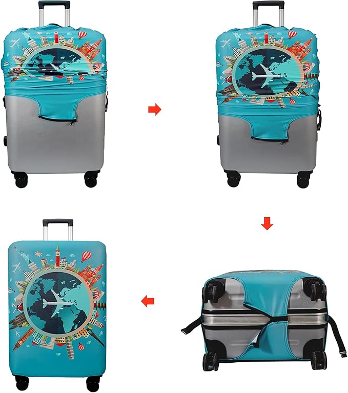 WUJIAONIAO Travel Luggage Cover Baggage Suitcase Cover Protector Skins 18-32 Inch (A15 Go Travel, S (for 18-20 inch luggage))