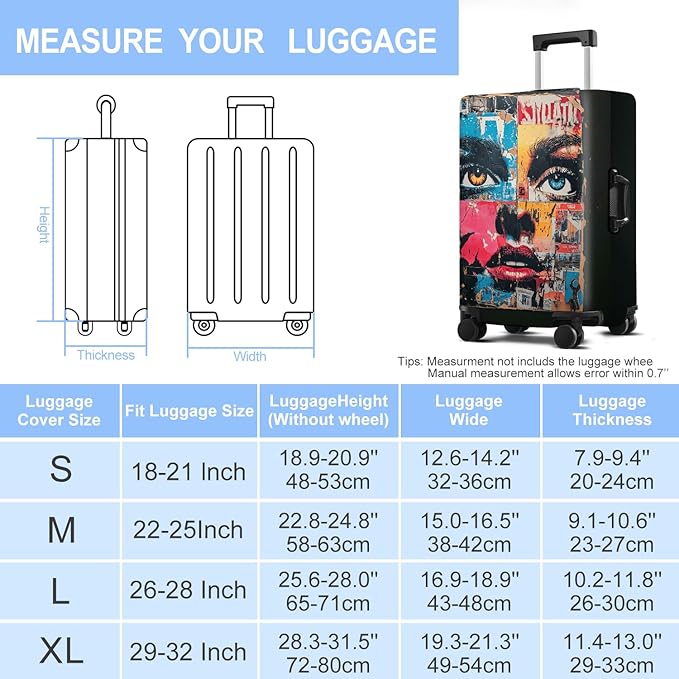 Luggage Cover Washable Suitcase Protector Anti-scratch Suitcase cover Fits 20-34 Inch Luggage (Girl-4, L(28-30inch suitcase))